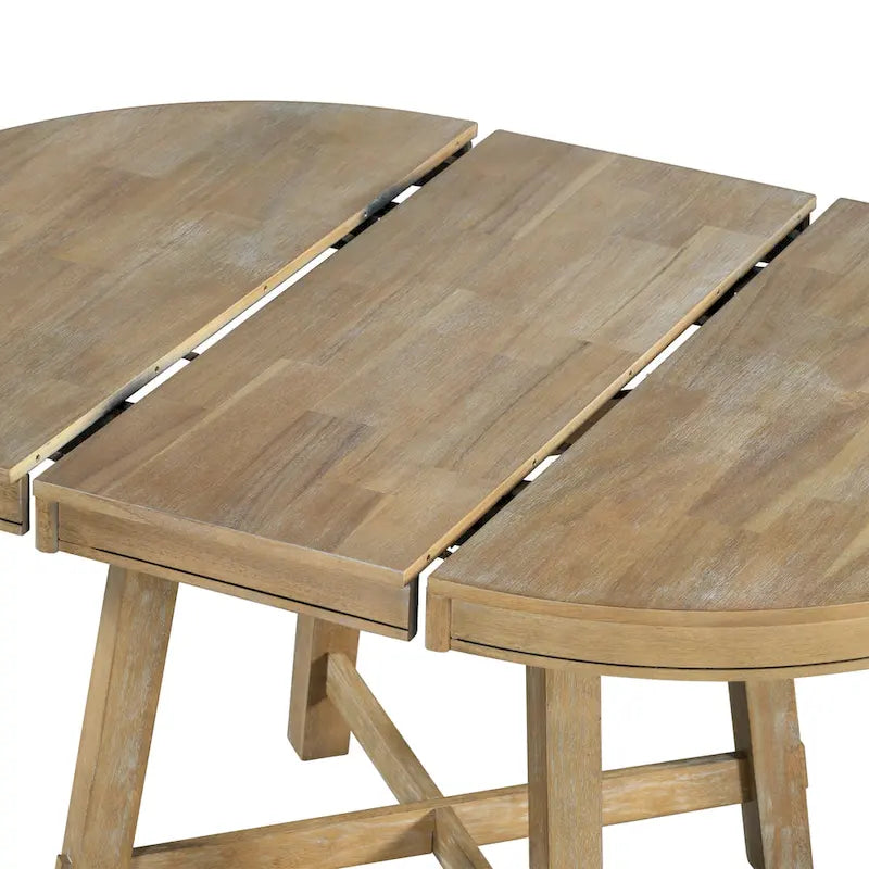 Table à manger ronde extensible avec rallonge – 4 à 6 places, plateau en placage de chêne