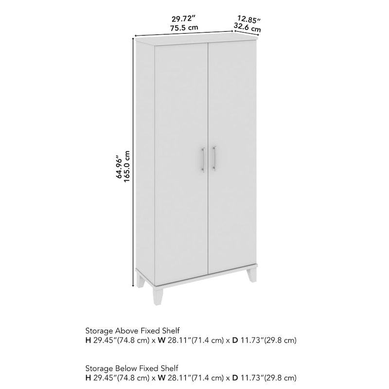 Grande armoire de rangement 2 portes avec étagères réglables – Style transitoire, pieds effilés