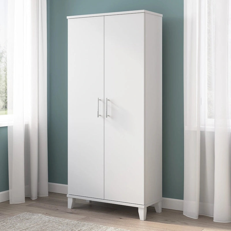 Grande armoire de rangement 2 portes avec étagères réglables – Style transitoire, pieds effilés