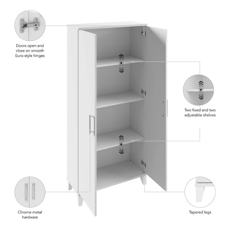 Grande armoire de rangement 2 portes avec étagères réglables – Style transitoire, pieds effilés