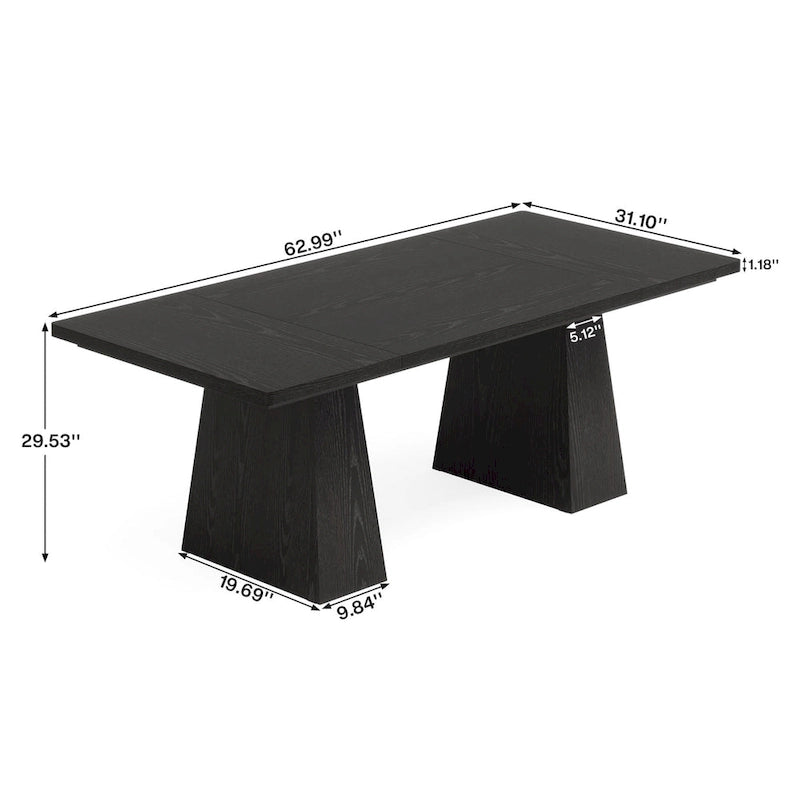 Grand bureau de direction de 160 cm avec finition grain de bois et piètement à caissons