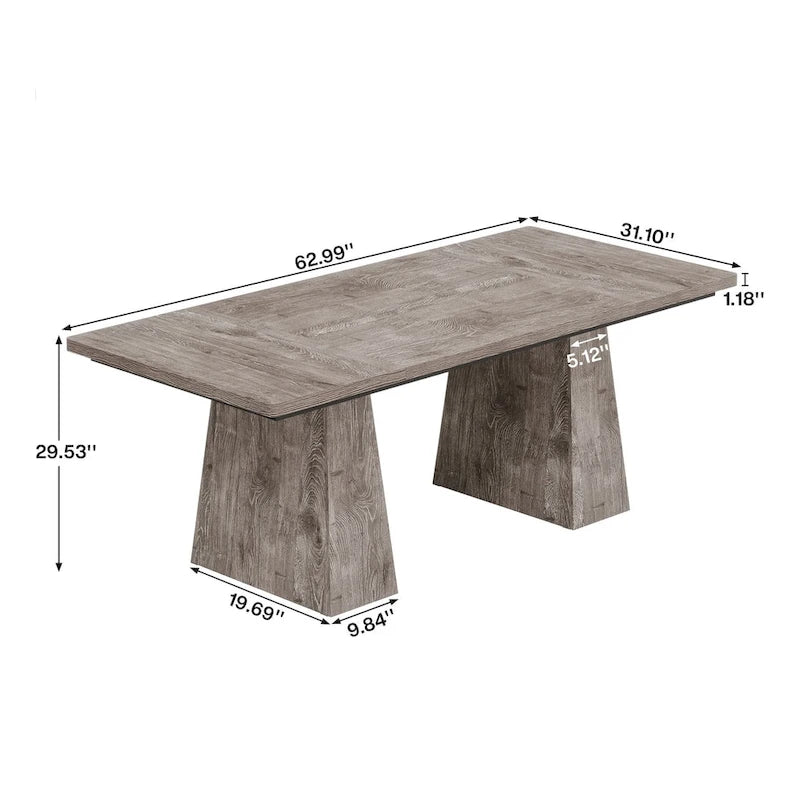 Grand bureau de direction de 160 cm avec finition grain de bois et piètement à caissons