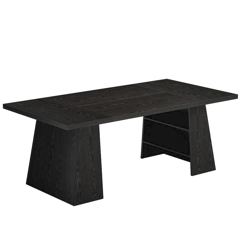 Grand bureau de direction de 160 cm avec finition grain de bois et piètement à caissons