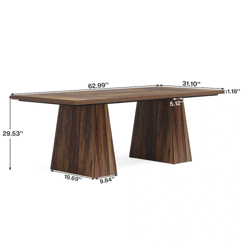 Grand bureau de direction de 160 cm avec finition grain de bois et piètement à caissons