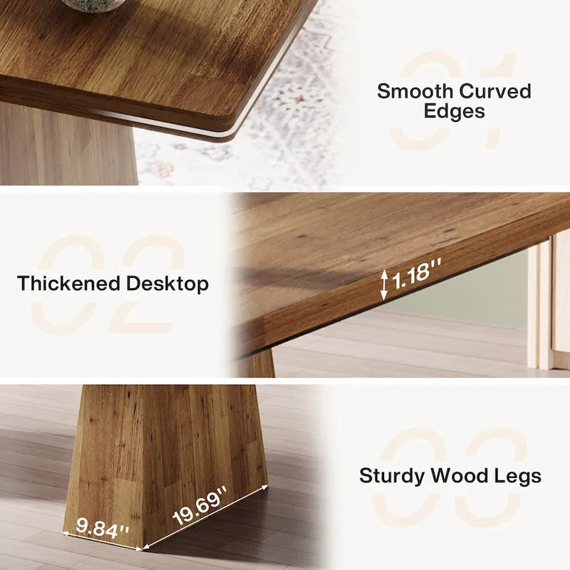Grand bureau de direction de 160 cm avec finition grain de bois et piètement à caissons