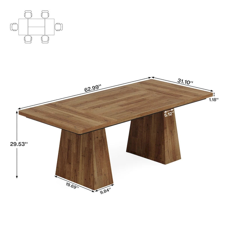 Grand bureau de direction de 160 cm avec finition grain de bois et piètement à caissons