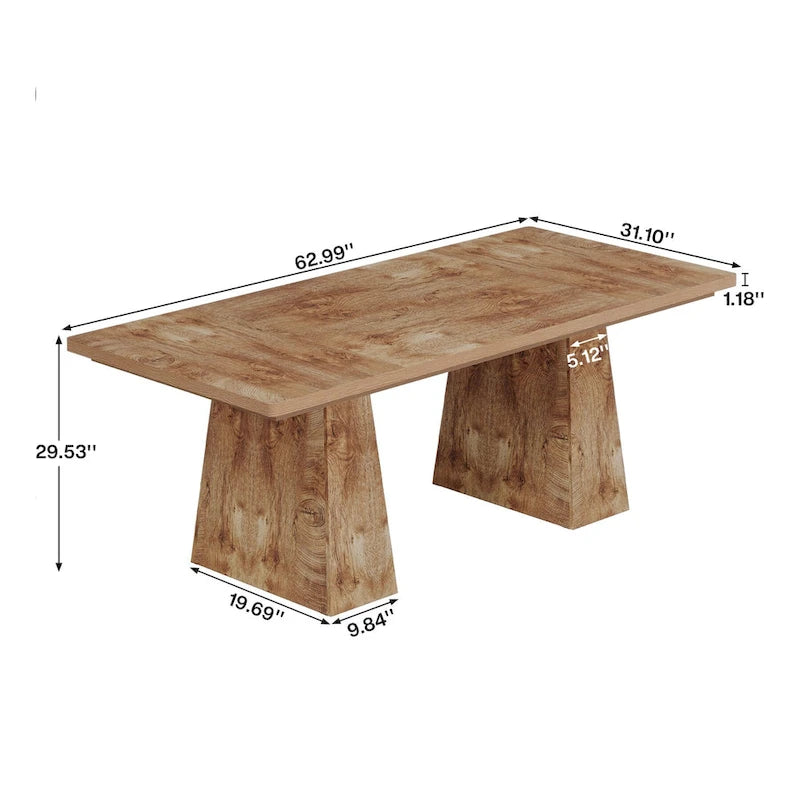 Grand bureau de direction de 160 cm avec finition grain de bois et piètement à caissons