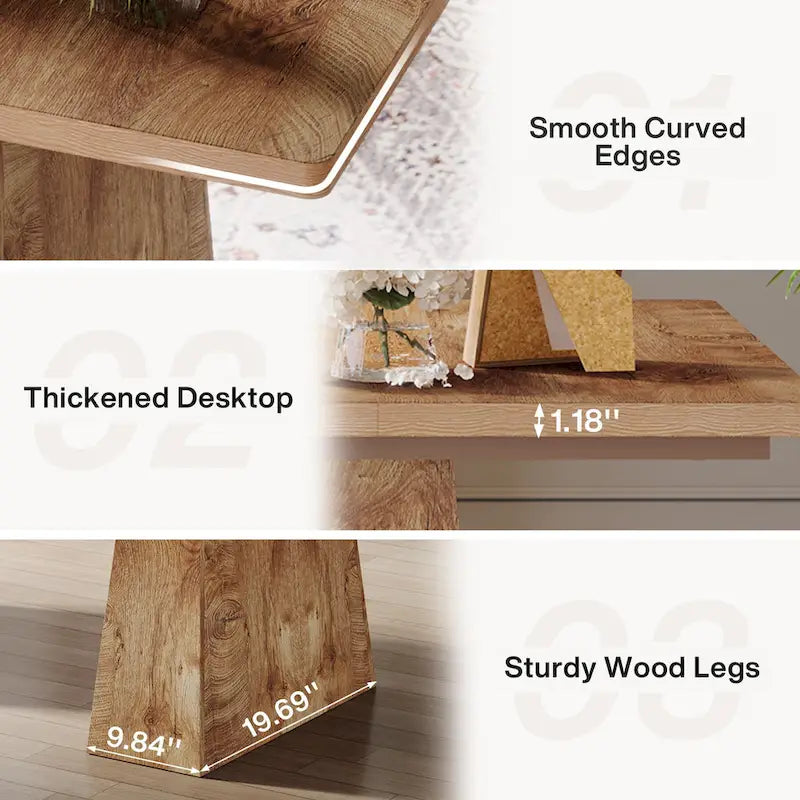 Grand bureau de direction de 160 cm avec finition grain de bois et piètement à caissons