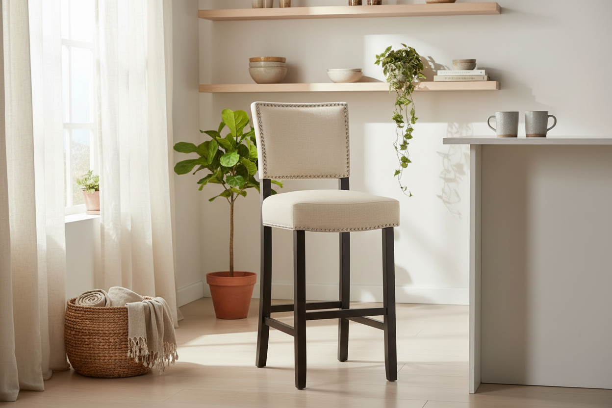 Contemporary Linen Bar Stool – Enriched Indoor Scene