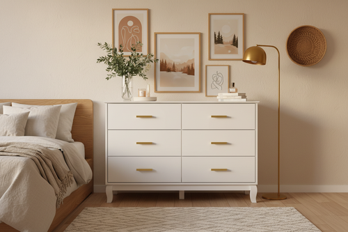 White Dresser in Rich Styled Bedroom