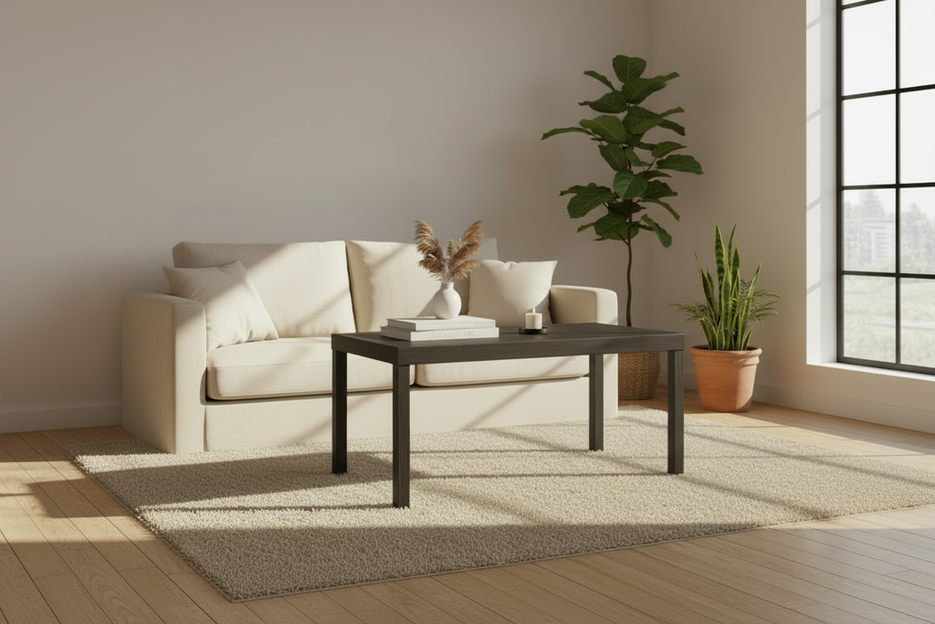 Wide angle coffee table scene